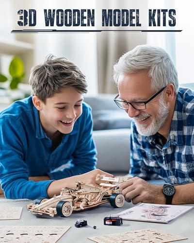 ROKR Puzzle 3D en Bois de Voiture de Course Maquette en Bois a Construire, Modèles d'engrenages Mécaniques Cadeaux DIY p