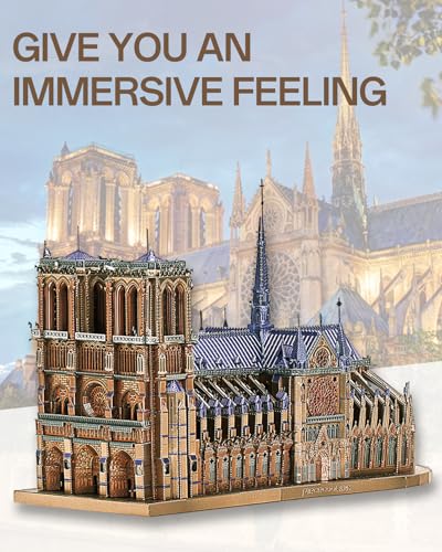 Piececool Puzzle 3D Metal Notre Dame de Paris, Cadeau d'Anniversaire pour Adulte, Maquette en Acier Inoxydable 430 Pièce