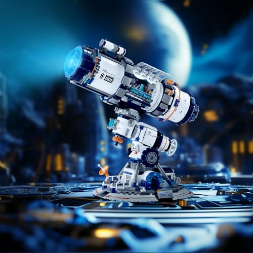 Jeu de construction de télescope spatial à lumières LED pour adultes – Kit d’exploration spatiale 70009 JMBricklayer