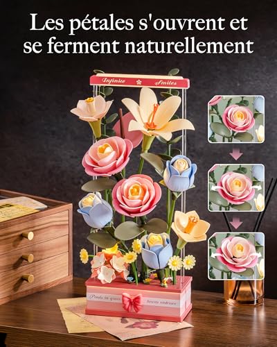 ROKR Kit Modèle 3D Fleurs Artificielles à Assembler AF01D – Cadeau Femme – Fête des Mères Saint-Valentin Noël