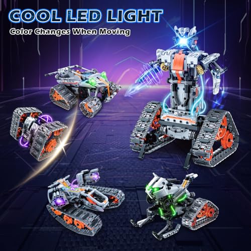 HiWEEGO Kit de construction robotique rechargeable 5 en 1 avec éclairage LED | Jouet robotique application et télécomman