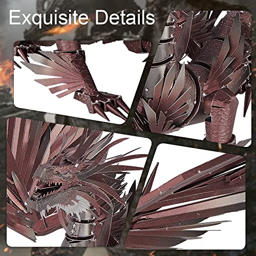 Piececool Puzzle 3D Metal Dragons Anciens, Cadeau d'Anniversaire pour Adulte, 203 Pièces avec Restauration 100%, Modèle 