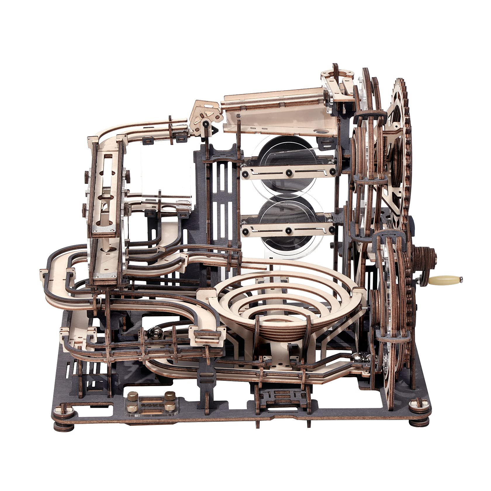 ROKR Course de Marbre Puzzle 3D Bois Mécanique en Bois pour Enfants et Adultes, avec 10 Billes d'Acier, Marble Night Cit