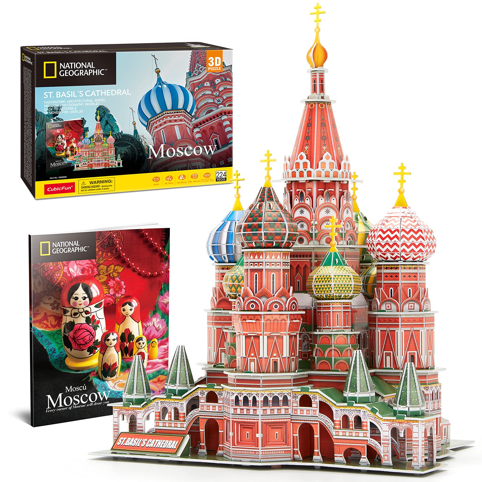 CubicFun Puzzle 3D National Geographic Russie Moscou Cathédrale Saint-Basile pour Enfants et Adultes avec Livret 224 Piè