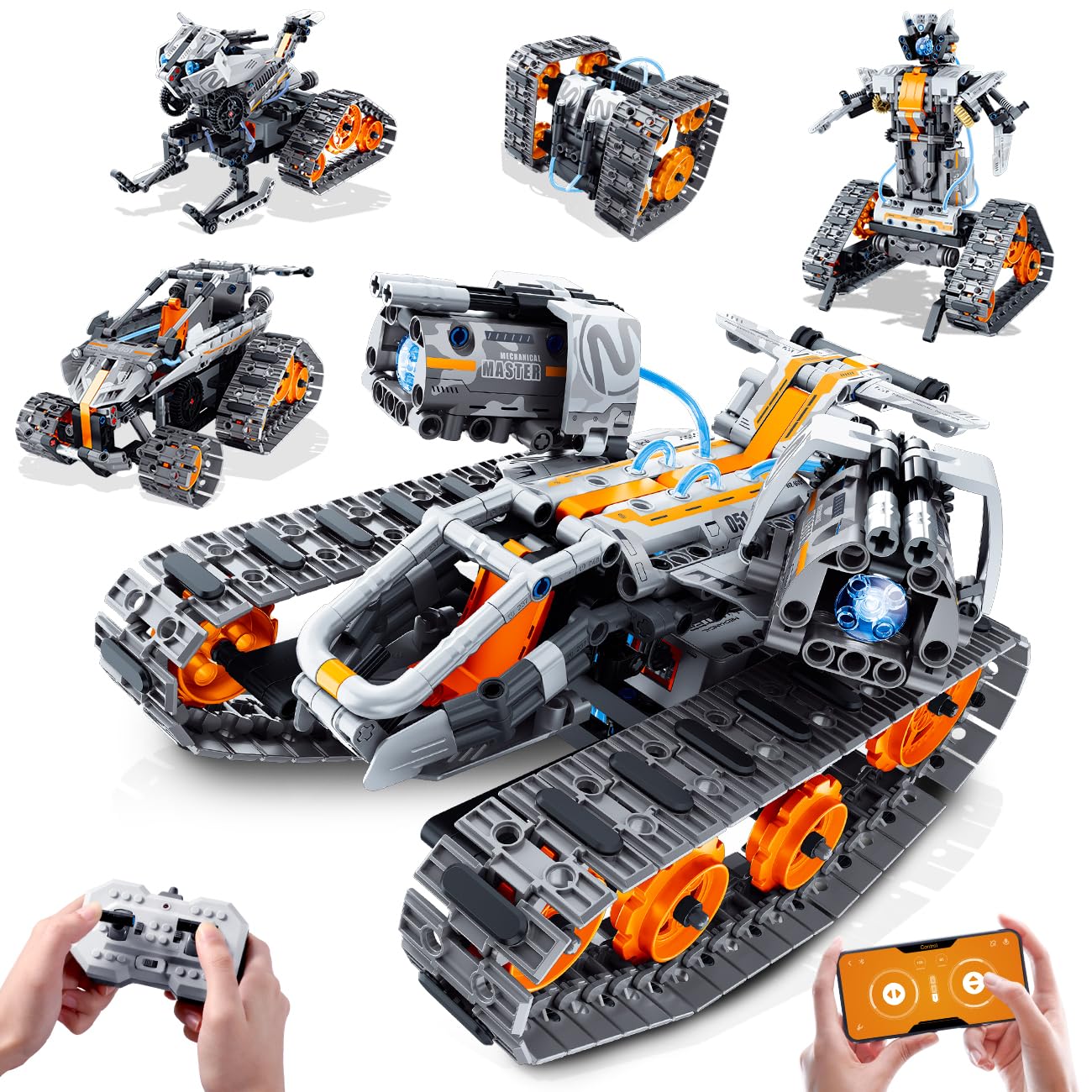 HiWEEGO Kit de construction robotique rechargeable 5 en 1 avec éclairage LED | Jouet robotique application et télécomman